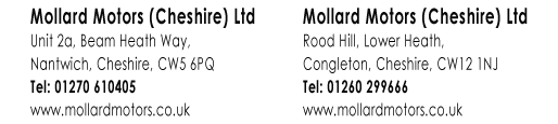 CONTACT DETAILS FOR NANTWICH & CONGLETON